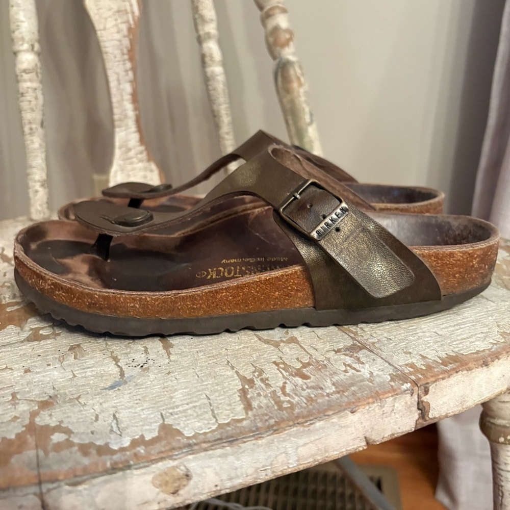 Birkenstock Gizeh thong sandals oiled leather Habana brown sz 38 Women 7 Men 5 - Picture 4 of 10